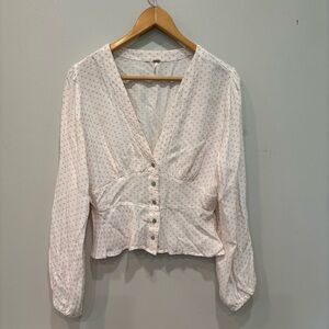 Free People Love Street Pink Ivory Top Women’s Size Medium